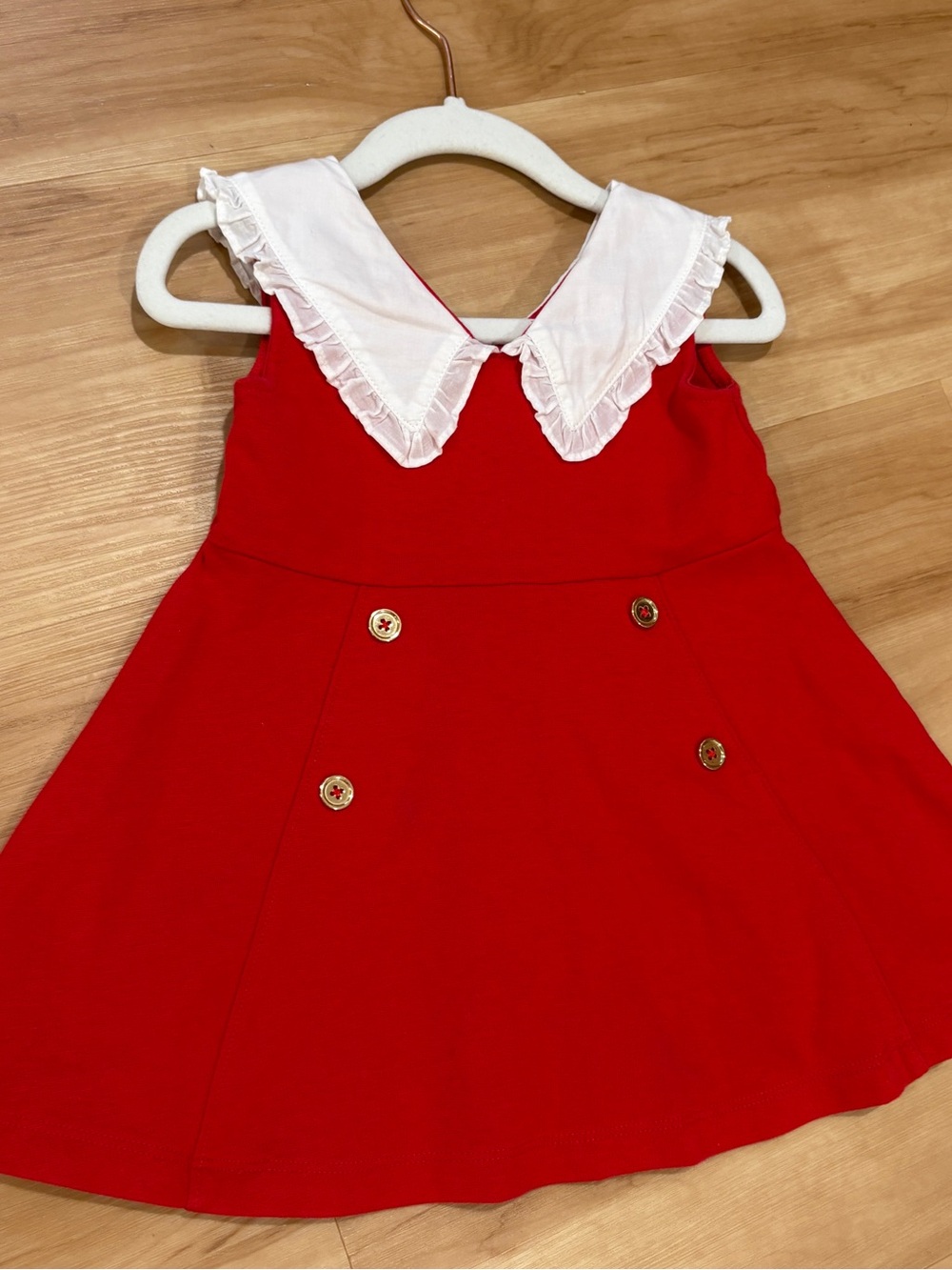 Janie and Jack Red Ruffle Collar Ponte Dress
